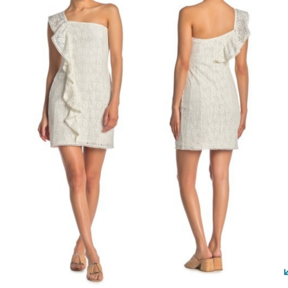 Cupcakes And Cashmere Ruffle One Shoulder Sleeveless Mini Dress Size 4 